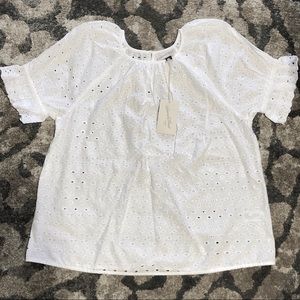 Universal Thread White Eyelet Peasant Blouse